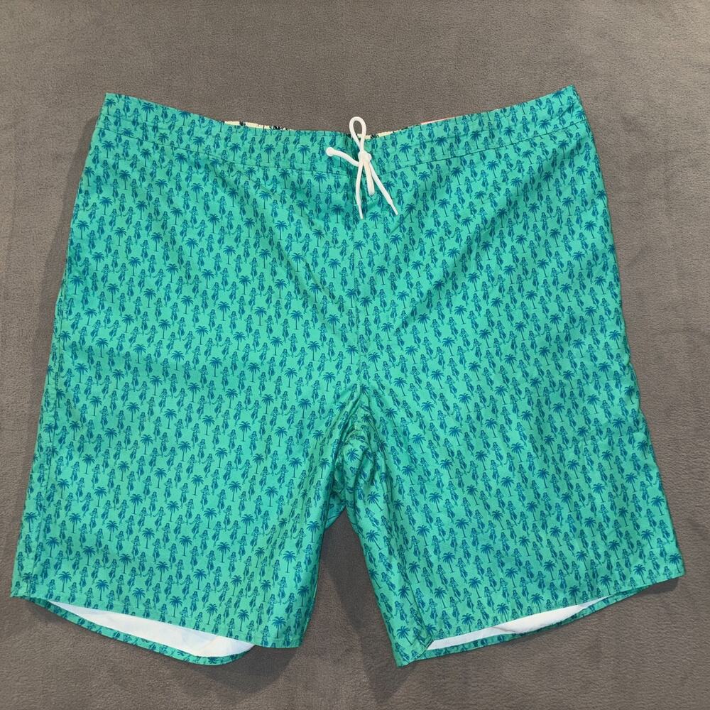 St. John's Bay Green Hula Palm Printed 11" Inseam Swim Shorts Men's 4XLT